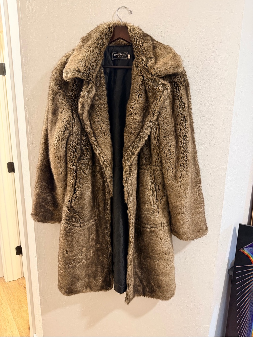 Vintage Faux Fur Coat - Brown